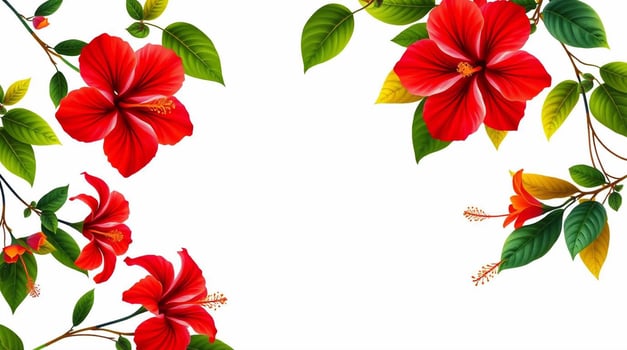 Red hibiscus flowers on white background photo