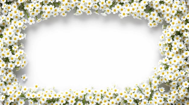 A frame made of white daisies on a white background photo