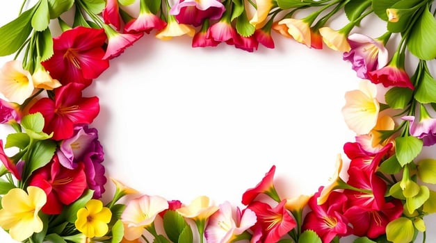 A wreath of flowers is arranged in a circle photo