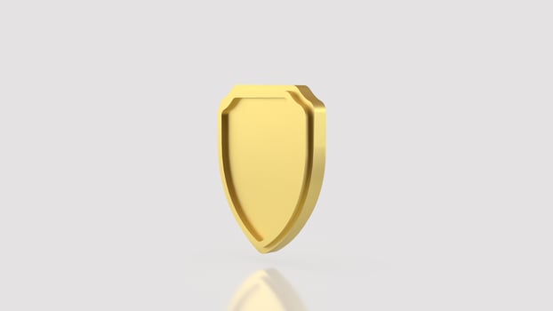 The Gold Shield on white Background image 3d Rendering. photo