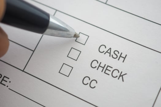 Payment options being selected on a transaction form photo