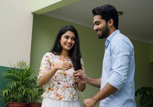Tender Sibling Bond Captured During a Joyful Raksha Bandhan Ritual photo