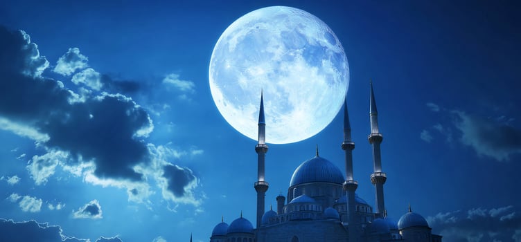 Moonlit night above architecture building silhouette travel and cultural landmark photo