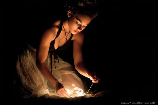 A woman in a dress is holding a candle photo