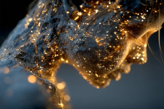 A woman's face is covered in glitter photo