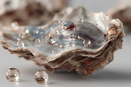 An oyster with water droplets on it photo