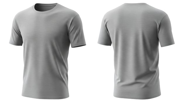 Photorealistic Heather Grey T-Shirt Mockup Detailed Front and Back Views photo