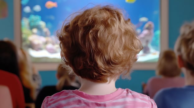 Children watching aquarium aquatic life education and entertainment photo