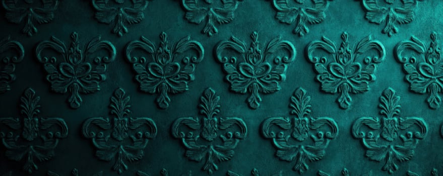 Teal embossed damask wall texture background photo