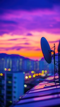 Rooftop Satellite Sunset Cityscape photo
