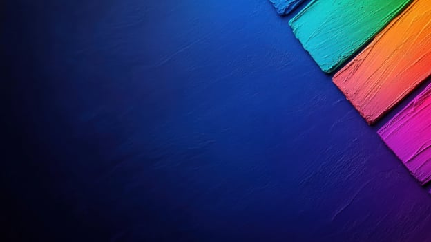 Rainbow paint strokes on dark blue background, design element photo