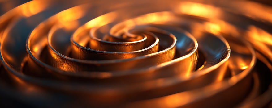 Metal spiral abstract, warm light, closeup, design photo