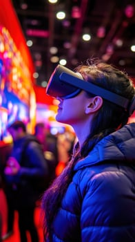 Woman VR headset at tech expo photo