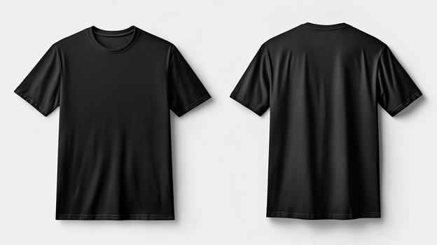 Black tshirt front and back mockup template isolated on white background photo