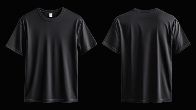Black t shirt front and back view classic apparel garment fashion template photo