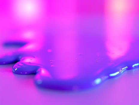 Purple paint spills, neon lights, studio, abstract art photo