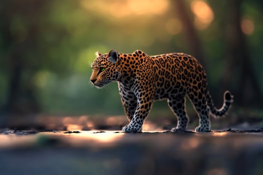 Leopard walking sunset forest wildlife nature photo