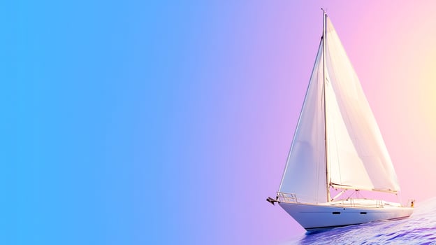 Sailing boat on water with gradient background travel adventure photo