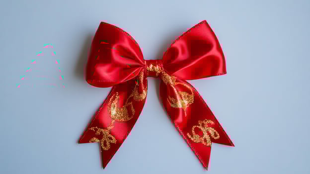 Elegant red and gold ribbon bow festive celebration decorative object photo