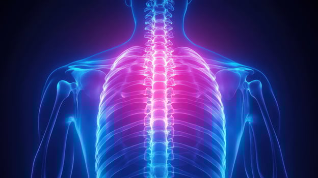 Illuminated Spine Anatomy, Back Pain, Medical Illustration photo