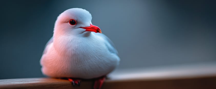 White bird perched, ocean backdrop, tranquil scene photo