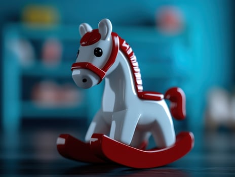 Rocking horse toy in child's room, playroom background photo