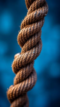 Twisted rope, closeup, blue background, outdoor gym photo