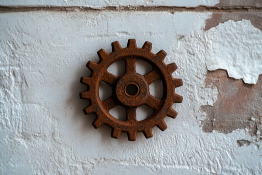 Rusty gear wall decor, grunge texture background photo