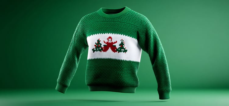 Festive green christmas jumper holiday season apparel photo