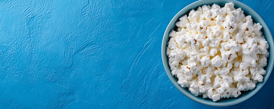 Popcorn bowl blue background snack food photo