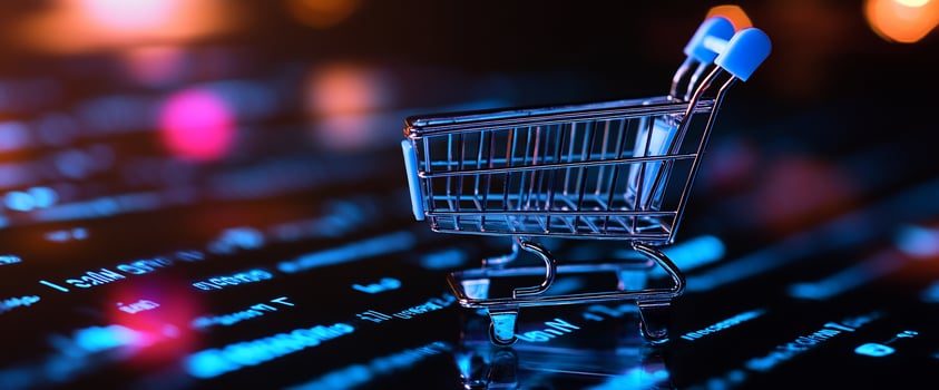 Online Shopping Cart on Digital Data photo