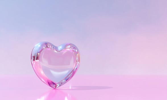 Translucent heart shape on soft pastel gradient background photo