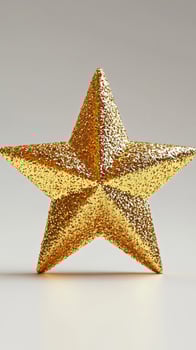 Sparkling Gold Star Decoration With Glittering Stars on White Background. photo