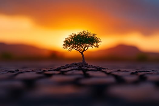 Lone tree sunset arid land resilience hope photo
