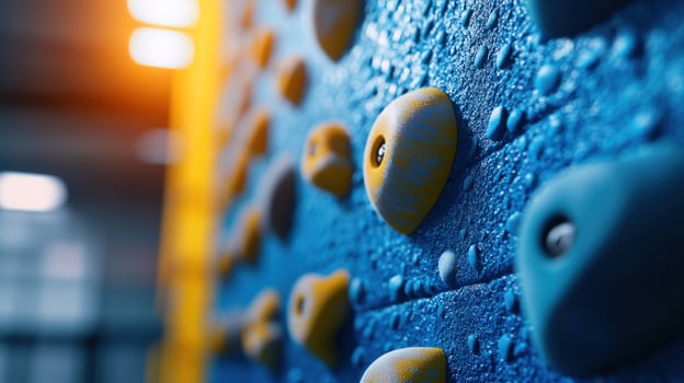 Indoor climbing wall detail, wet texture, gym background, sport activity photo