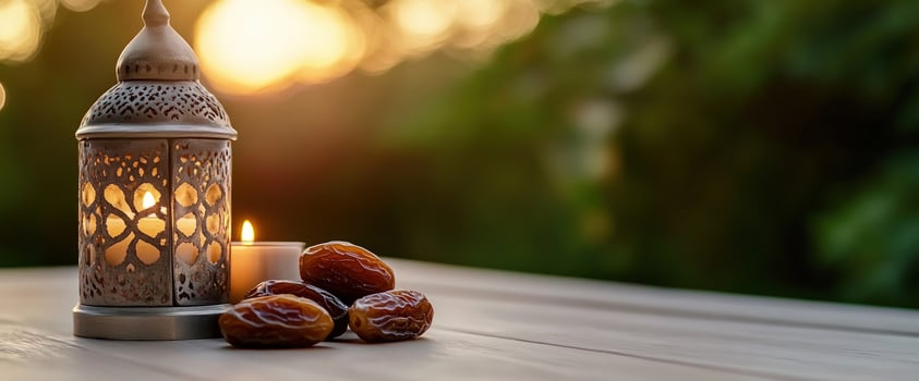 Lantern, dates, candle, sunset, outdoors, Ramadan photo