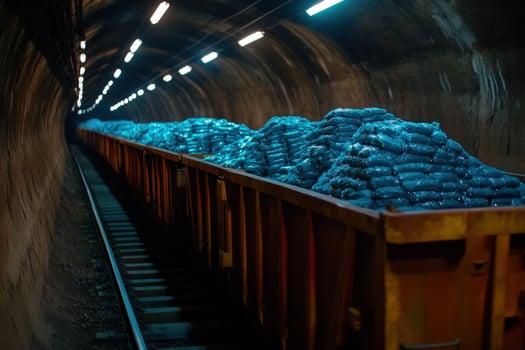 Ore transport in underground mine tunnel photo