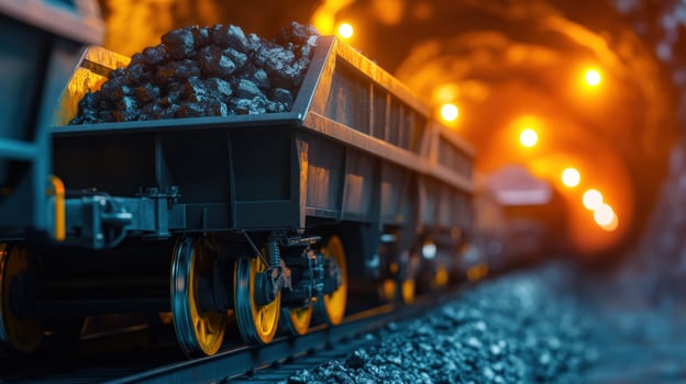 Coal mine cart transport, tunnel, industry, dark, lights photo