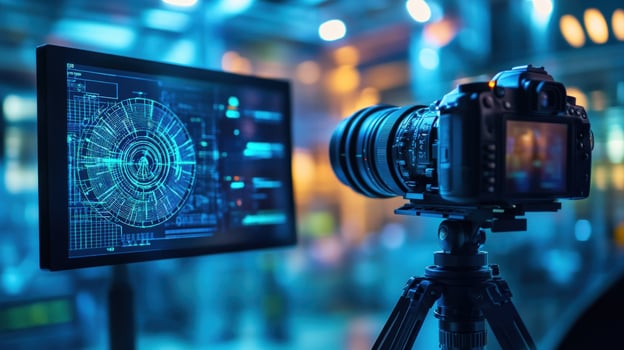 Camera filming factory monitor display photo