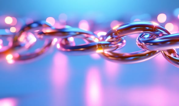 Linked metal chain connection network technology security and strength concept photo