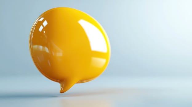 Yellow 3D speech bubble floats, light background, communication concept photo