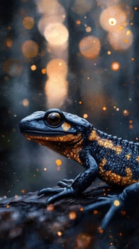 Fire salamander forest bokeh background nature photo