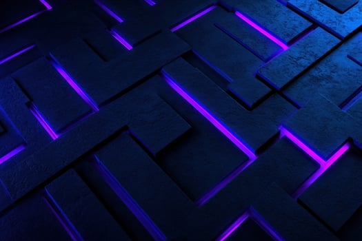 Illuminated Dark Maze Pattern, Abstract Background, Digital Art, Website Design photo