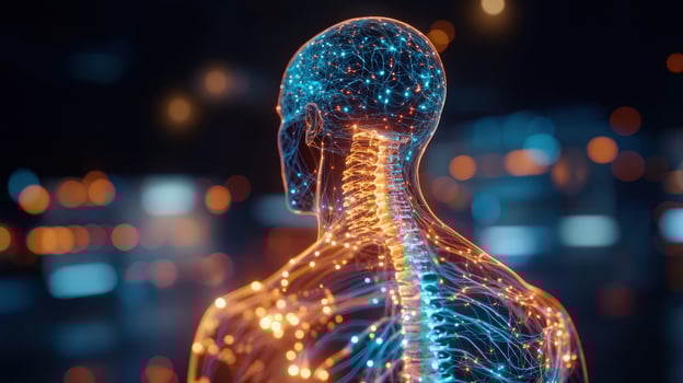 Glowing nervous system, city bokeh photo