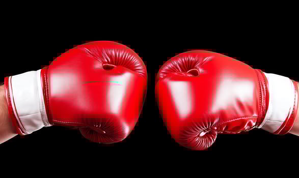 Red boxing gloves punching for fitness competition and sports photo