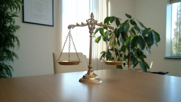 Golden balance scale symbolizing law justice and ethical decision making photo