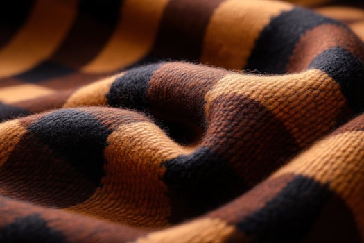 Brown plaid fabric texture, closeup, studio shot, draped, textile background, design photo