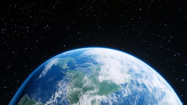 Planet earth view from space with stars cosmos photo