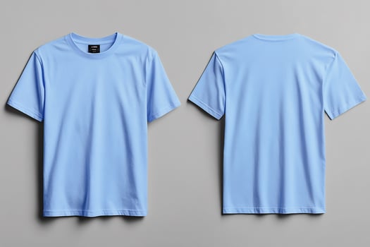 Blue t shirt front and back views apparel mockup photo
