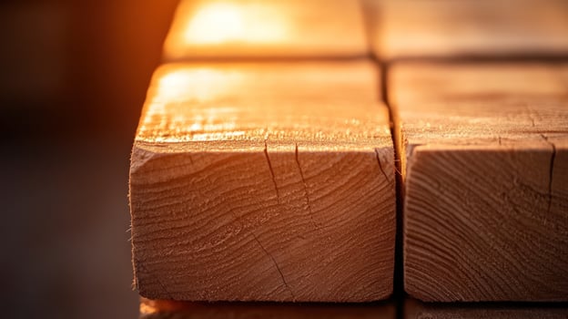 Closeup wooden beams sunset workshop texture photo